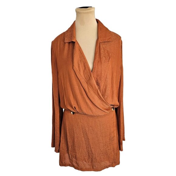 Free People Orange Snake Print Button Closure Mini Dress Sz S - Picture 2 of 12